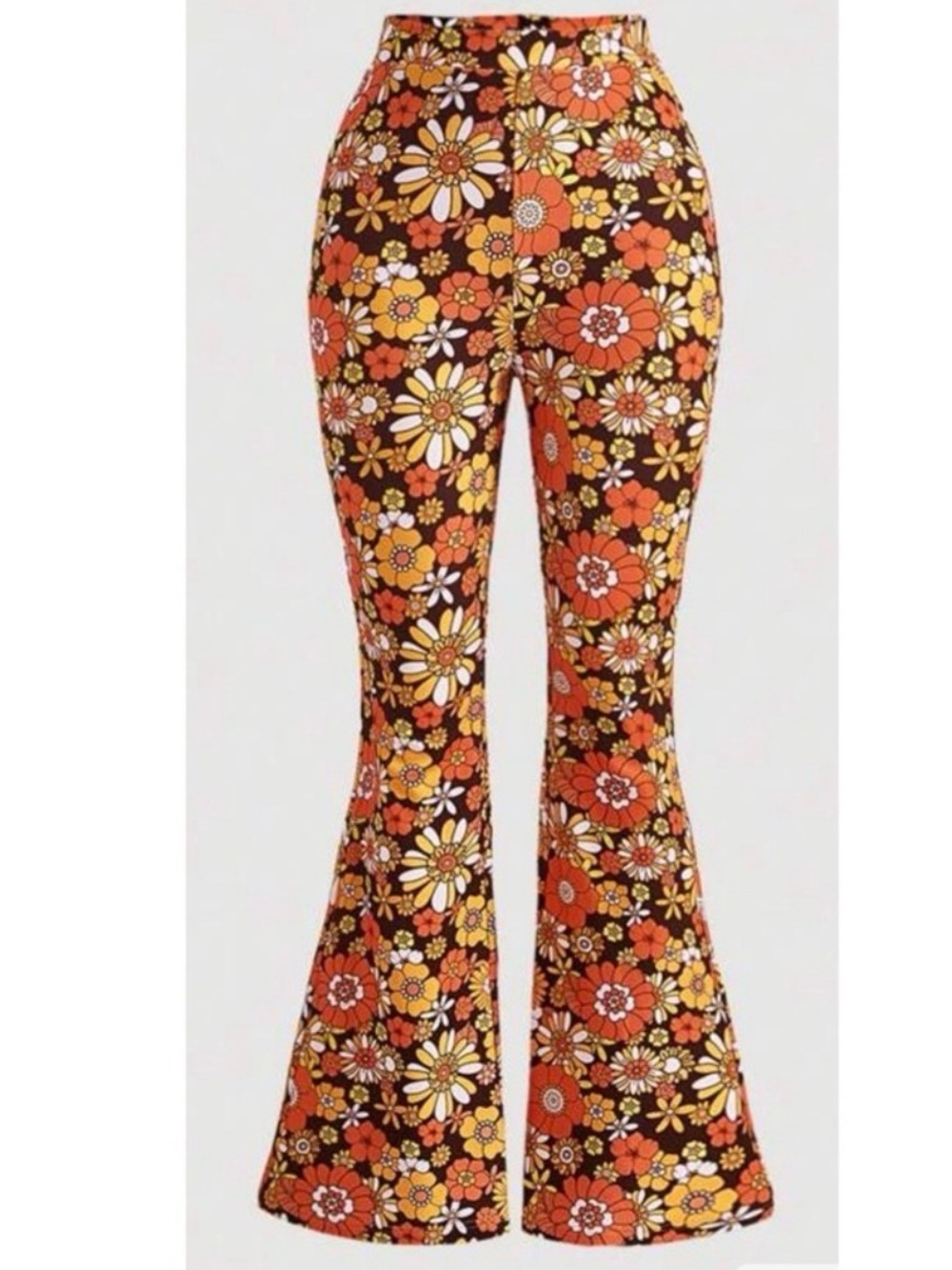 SHEIN Orange Brown Floral Flare Leggings